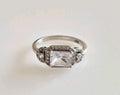 Sterling Silver Radiant Cut Cubic Zirconia Ring