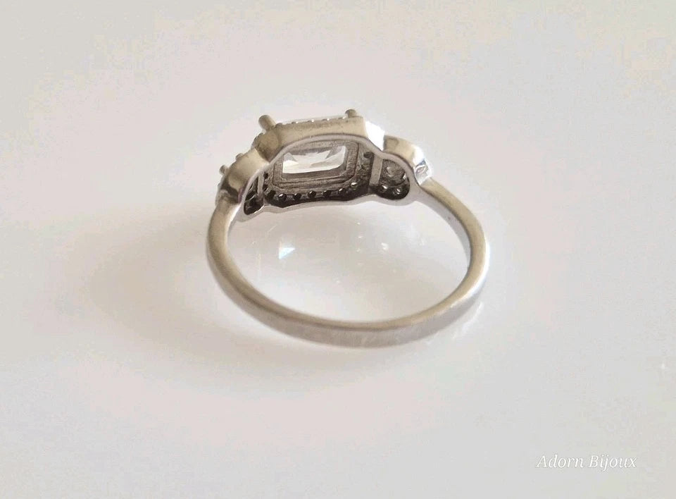 Sterling Silver Radiant Cut Cubic Zirconia Ring